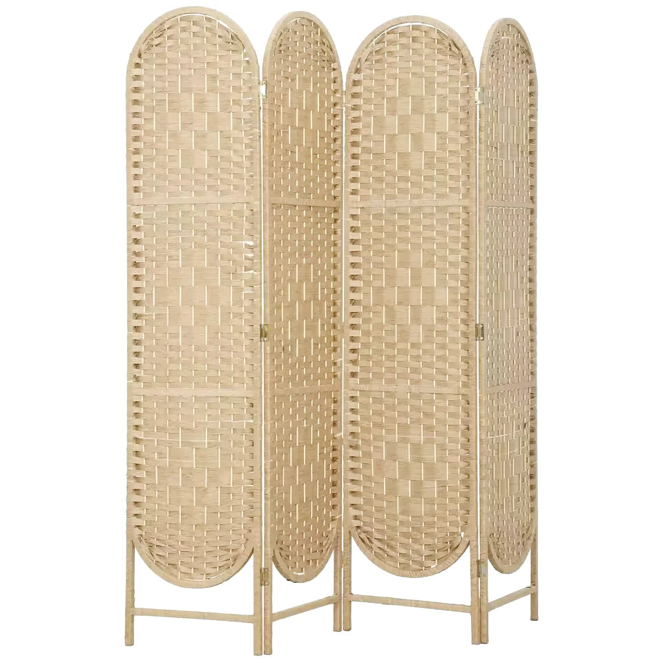 paravent bois et rotin naturel