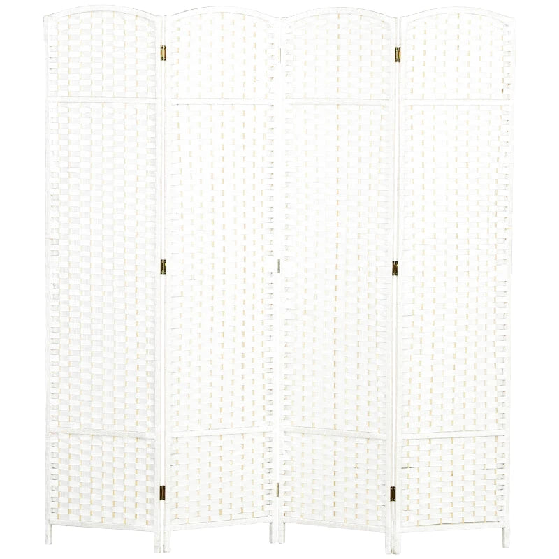 Paravent blanc à quatre panneaux avec motif tressé