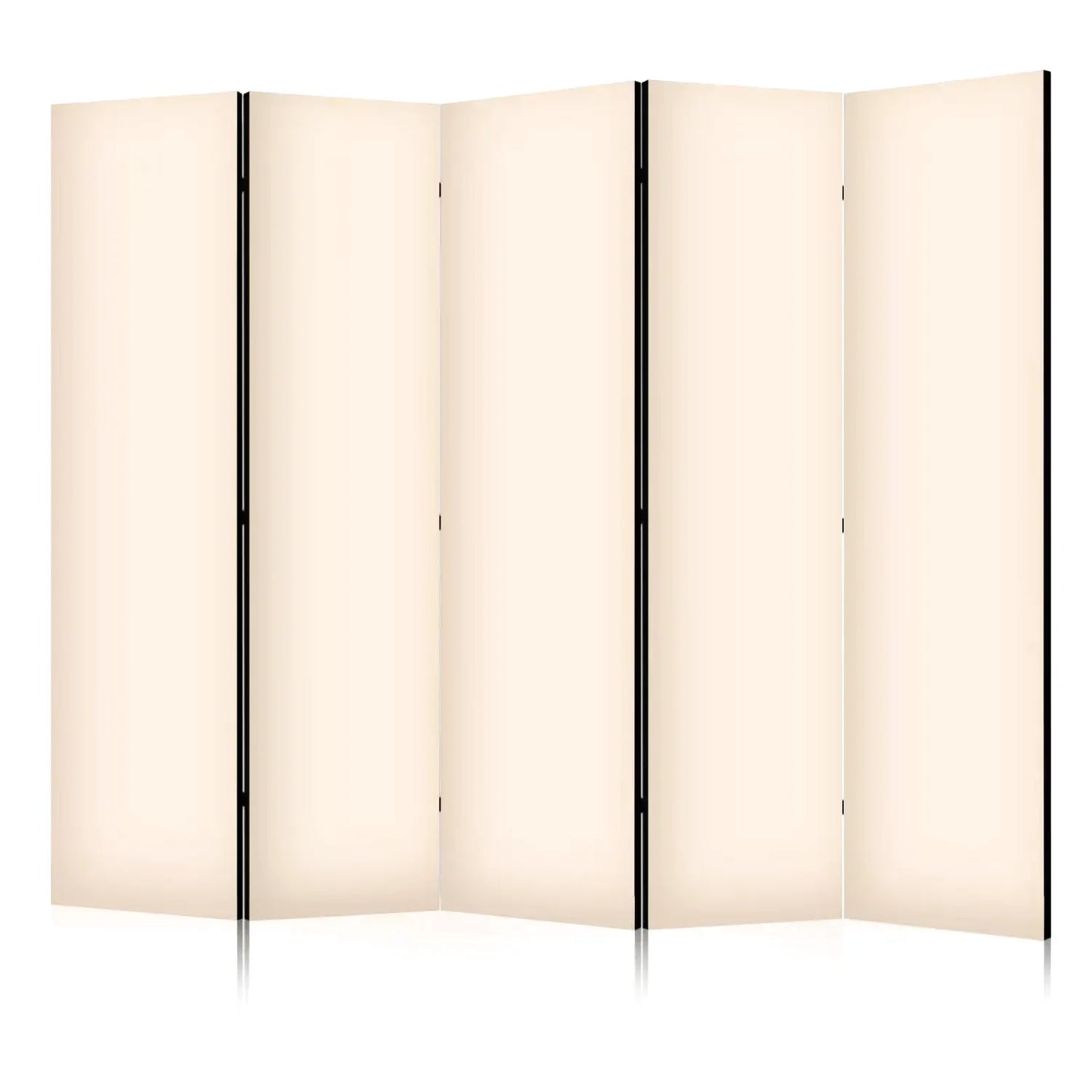 Paravent pliable beige à cinq panneaux