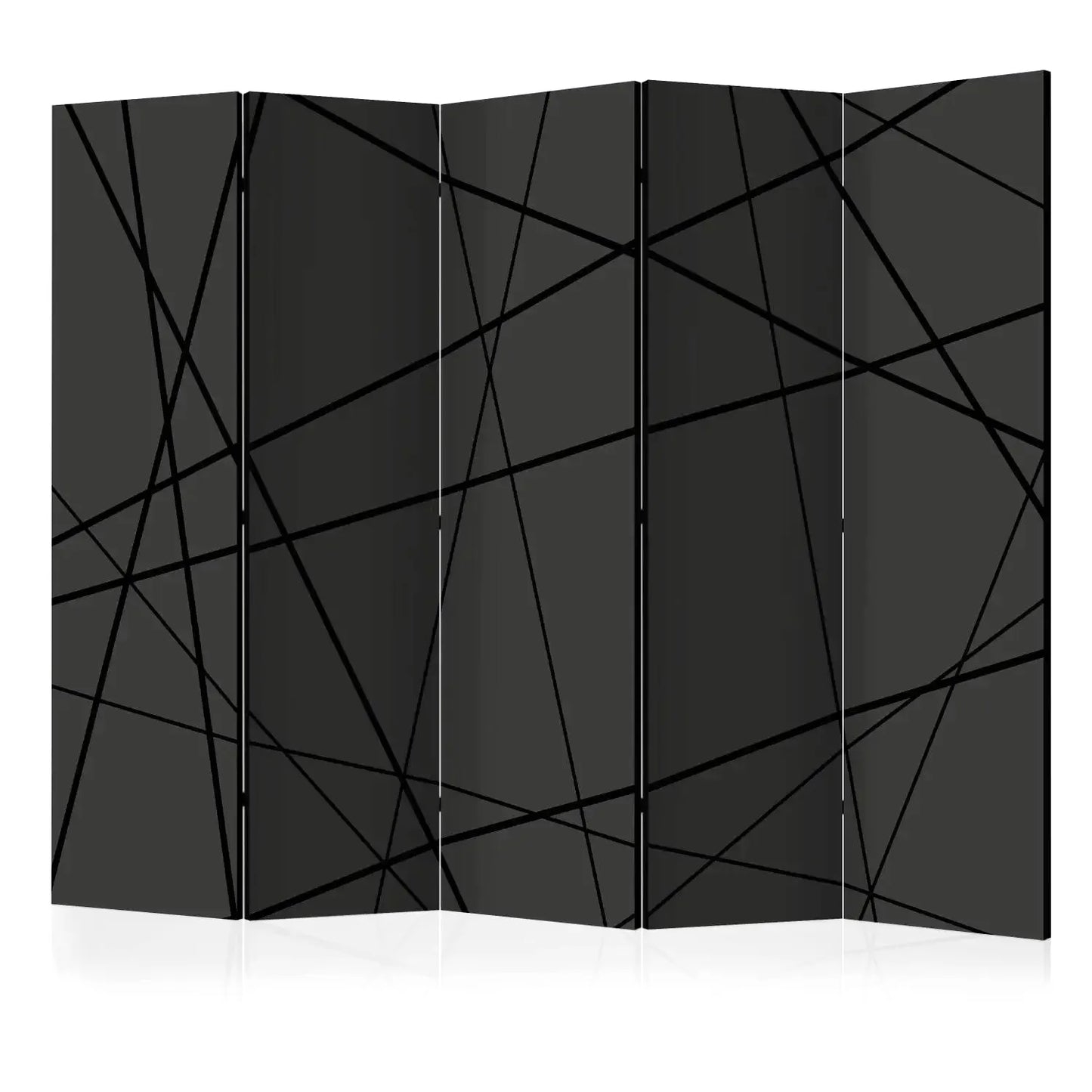 Paravent noir avec motif de lignes diagonales