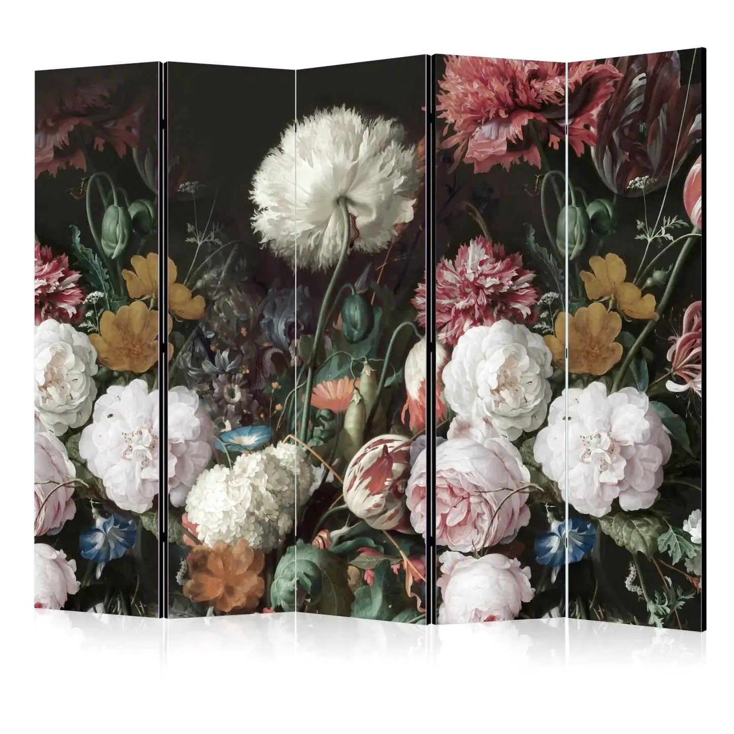 Paravent à cinq panneaux avec un motif floral de style nature morte