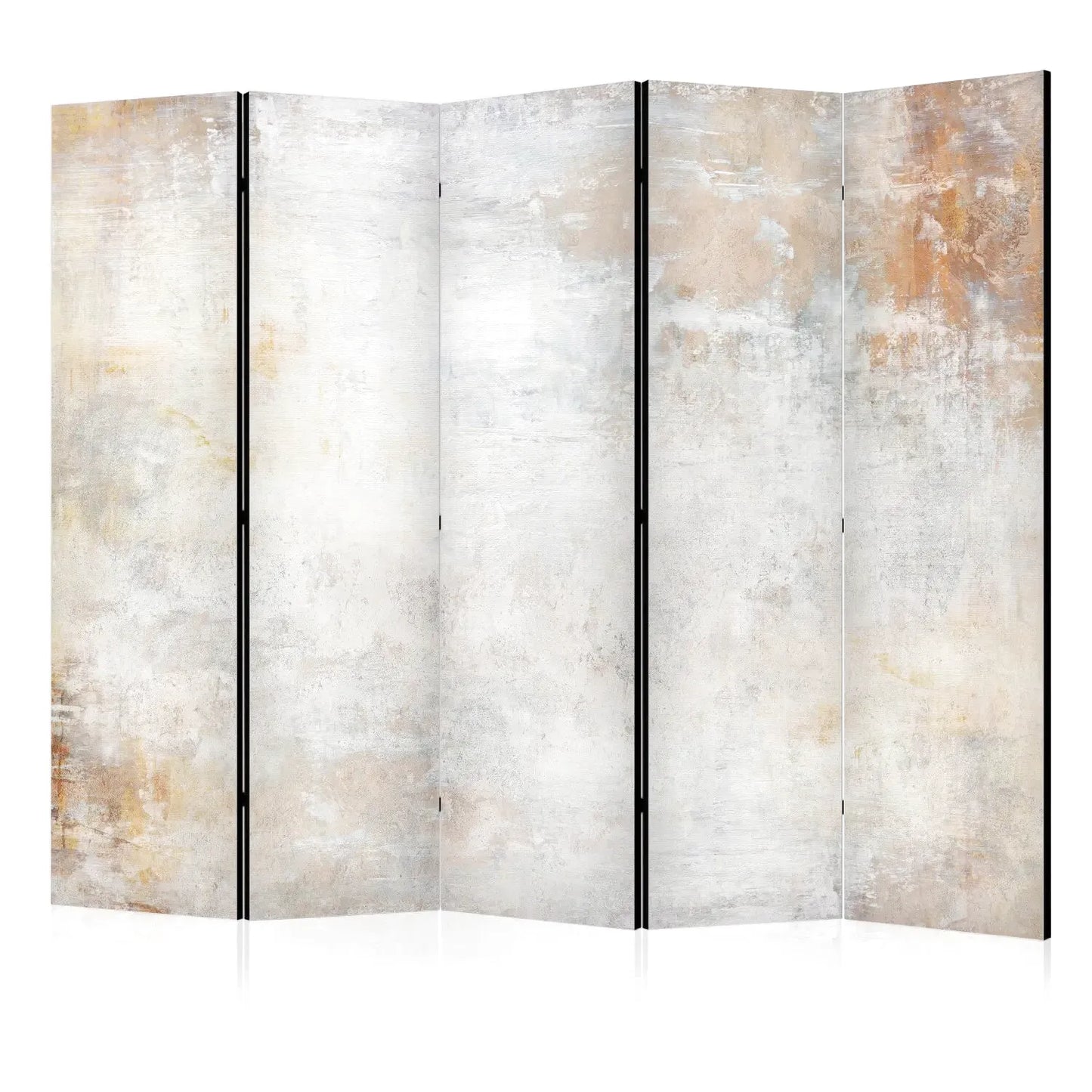 Paravent à 5 panneaux avec motif abstrait blanc et marron