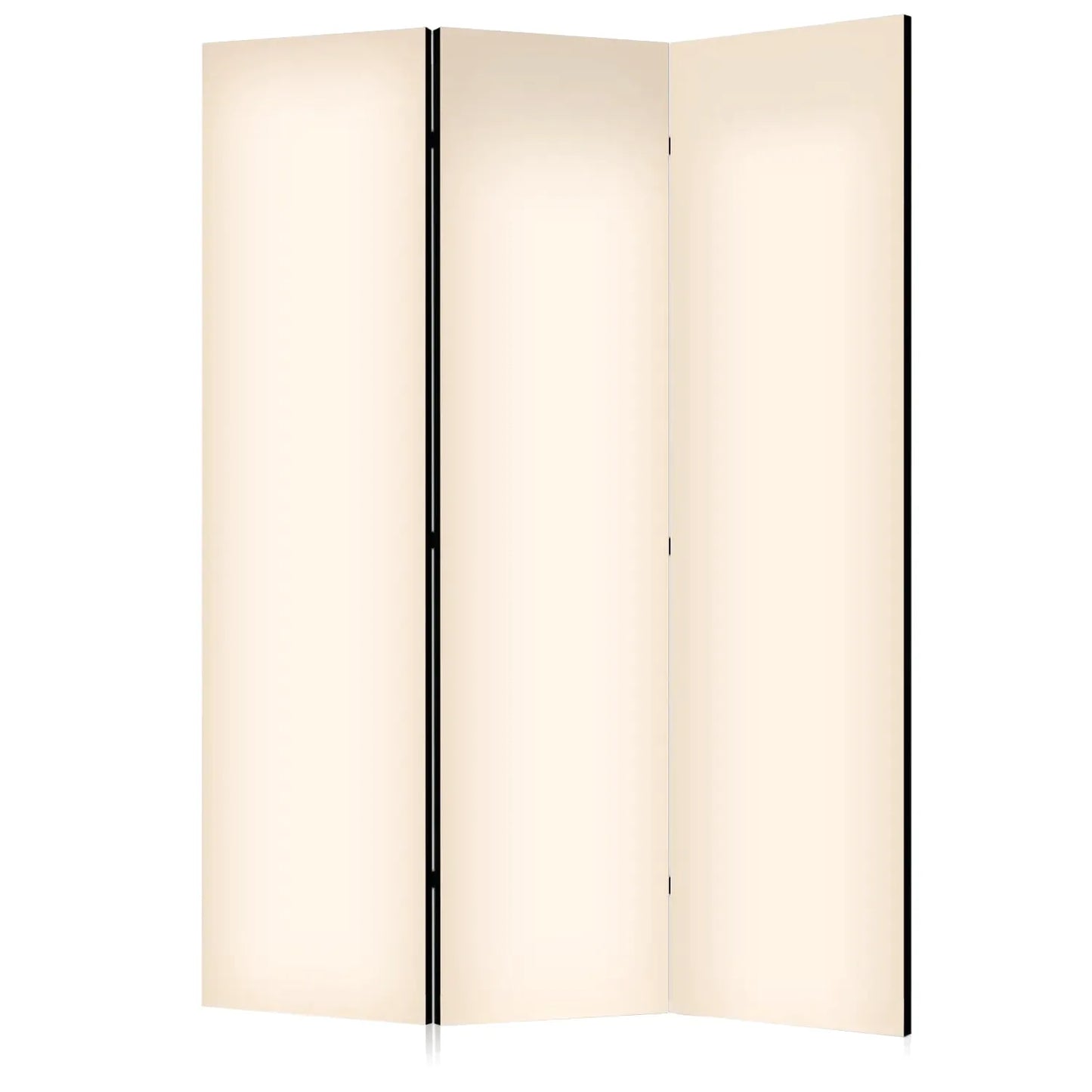 Paravent à trois panneaux de couleur crème avec des cadres noirs
