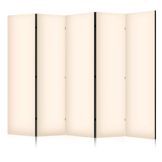 Paravent pliable beige à cinq panneaux