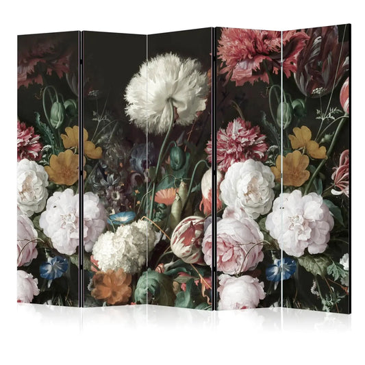 Paravent à cinq panneaux avec un motif floral de style nature morte