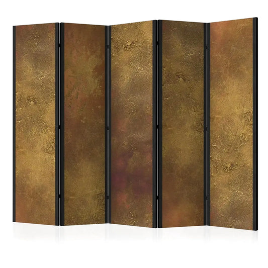 Paravent à cinq panneaux avec texture abstraite marron et or