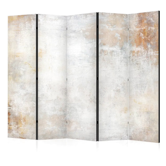 Paravent à 5 panneaux avec motif abstrait blanc et marron